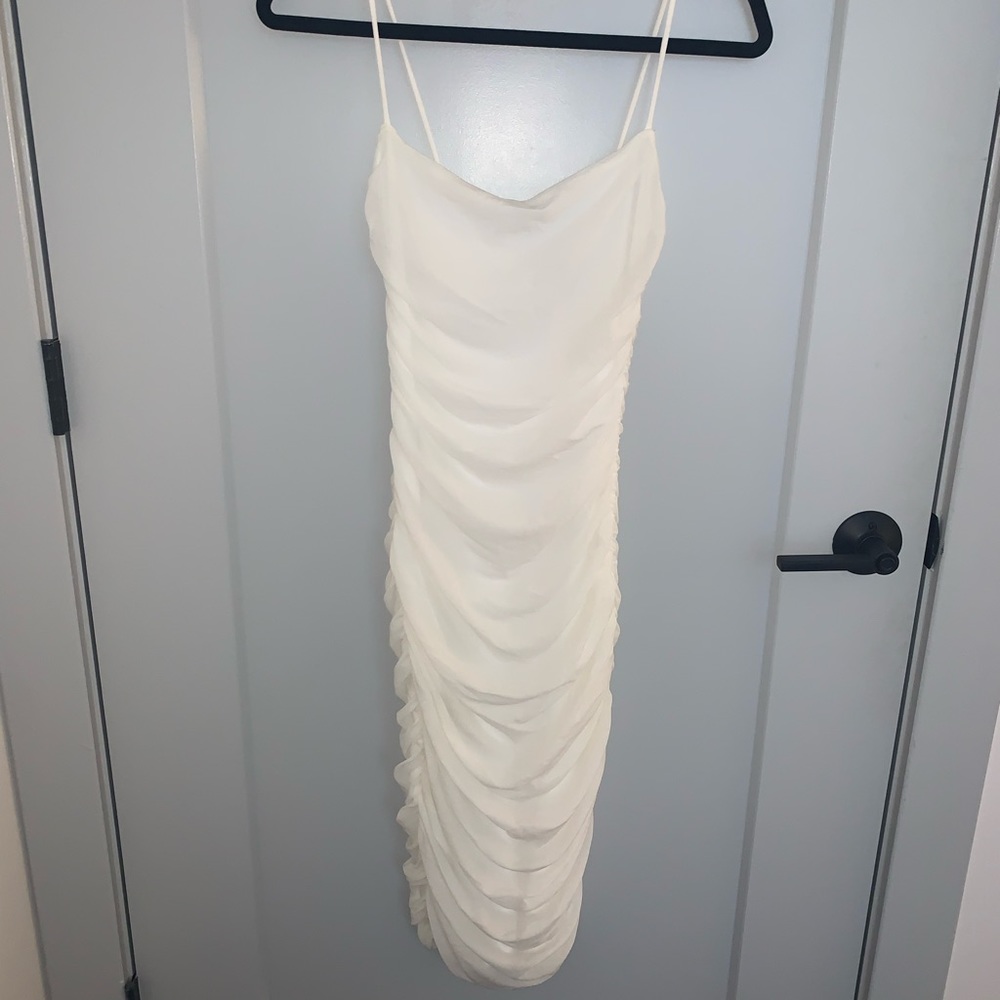 White Ruched Dress